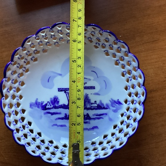 HOLLAND Delft Blue Windmill Hand Painted Design by TS - Picture 7 of 7